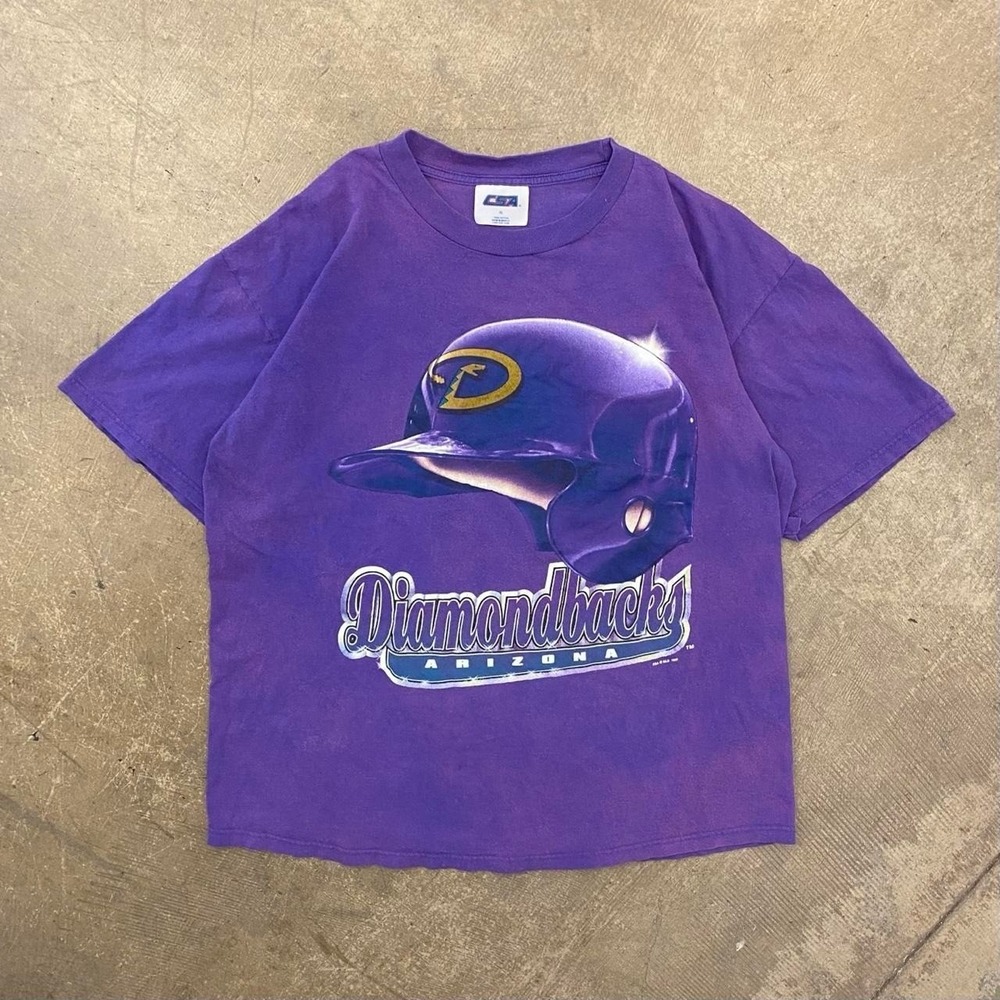Vintage MLB Arizona Diamondbacks Baseball Helmet 90s CSA Tailsweep T-Shirt XL